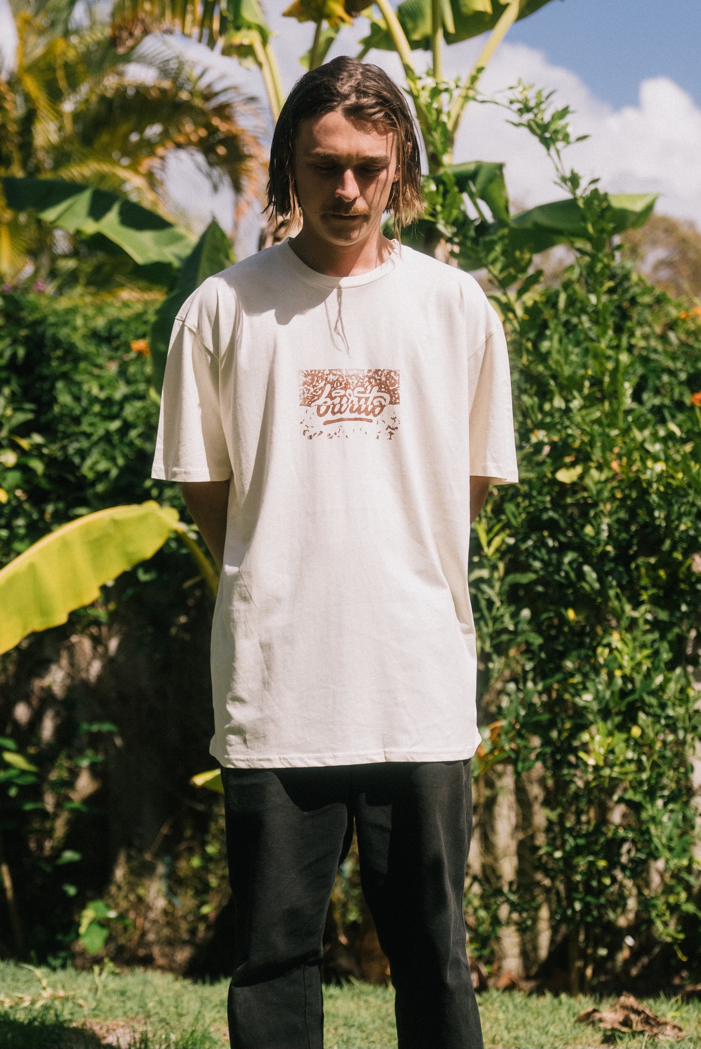 Hand “block” Printed Tee // natural