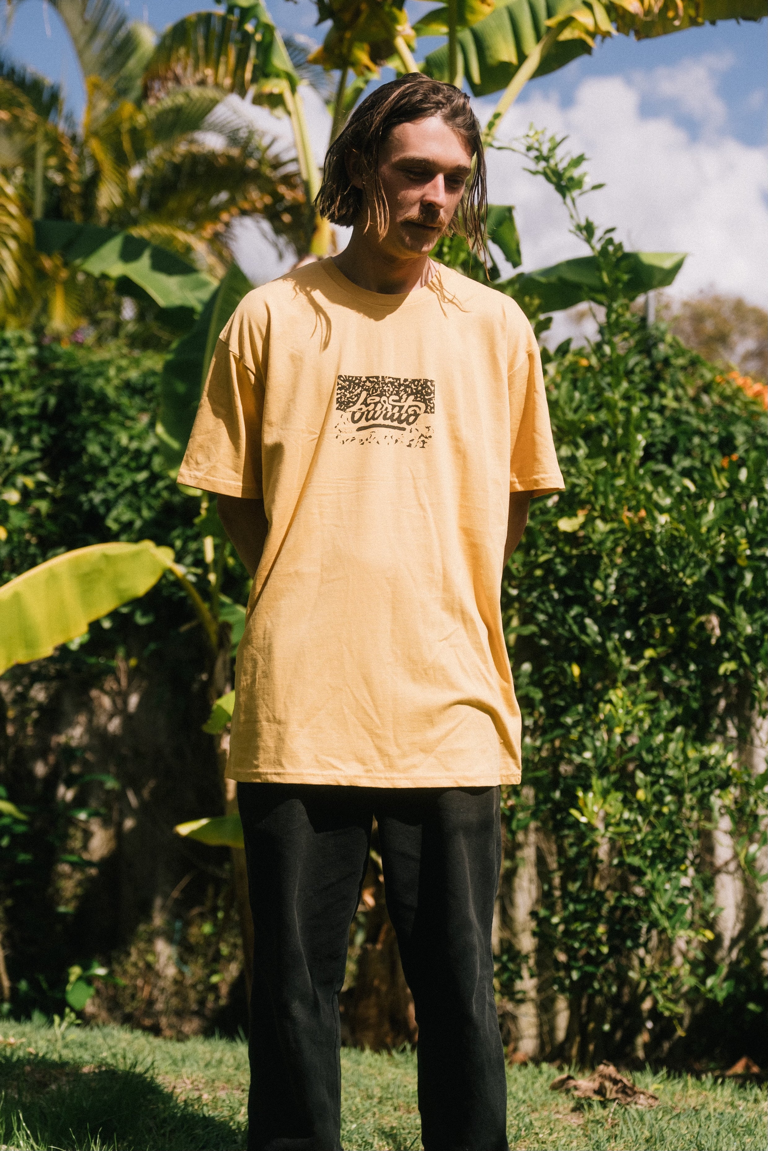 Hand “block” Printed tee // Mustard Yellow