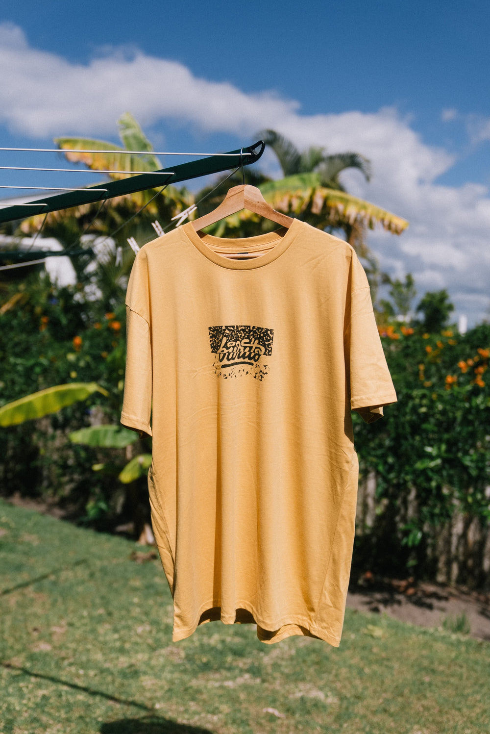 Hand “block” Printed tee // Mustard Yellow