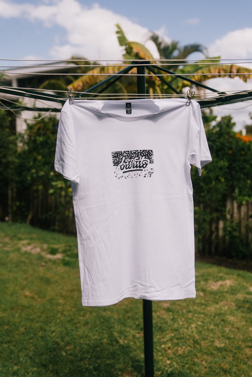 Hand “block” Printed tee // white