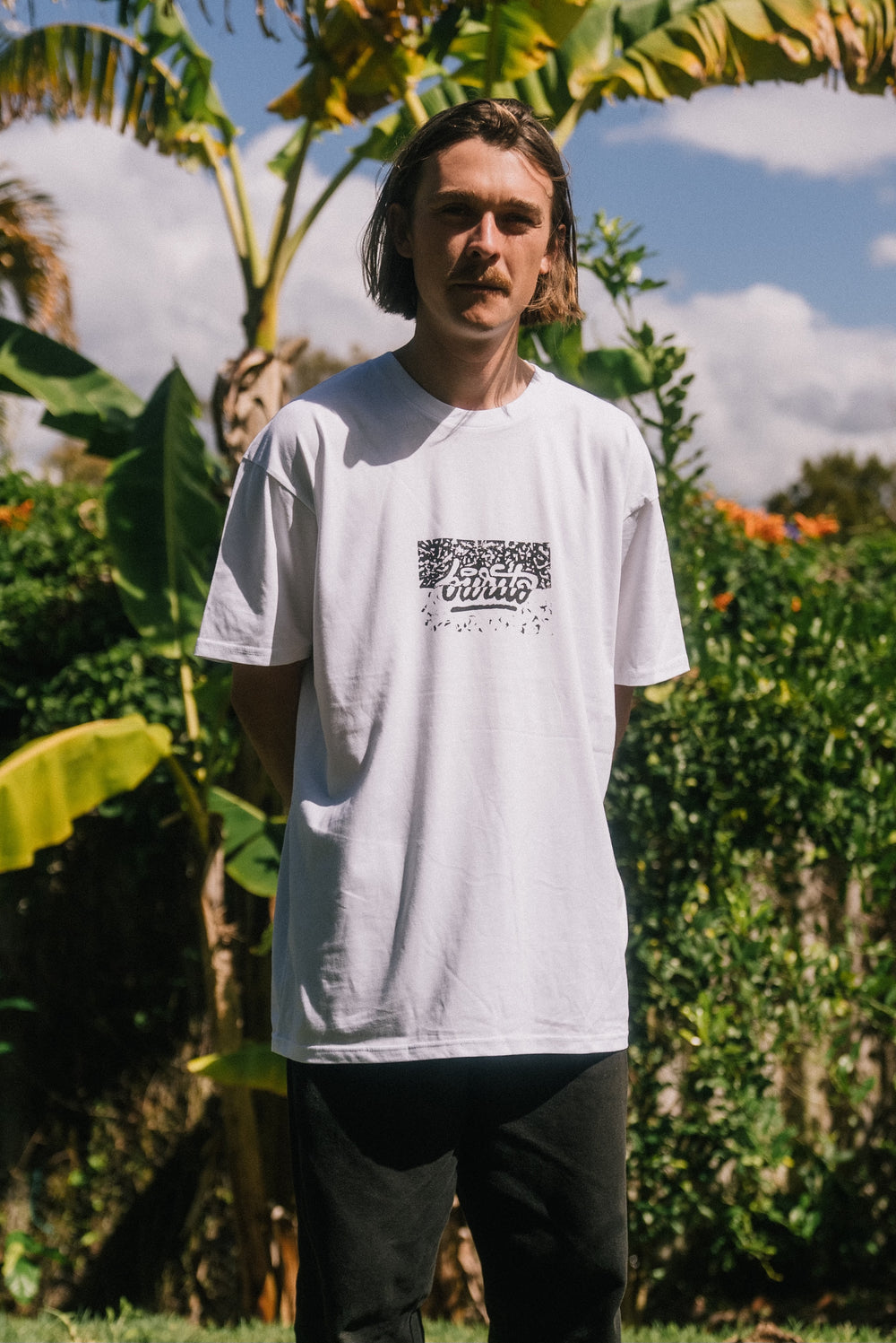 Hand “block” Printed tee // white