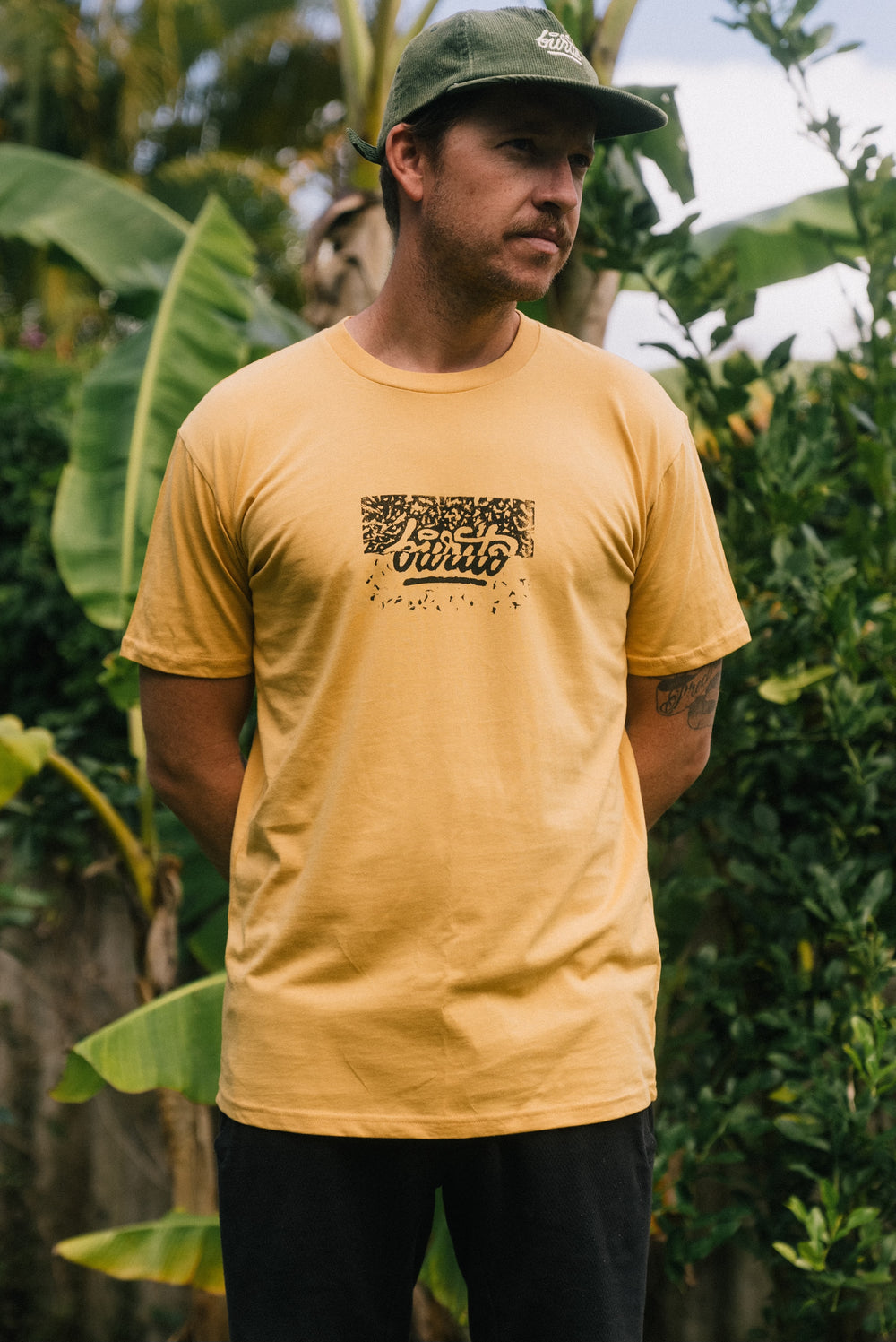 Hand “block” Printed tee // Mustard Yellow